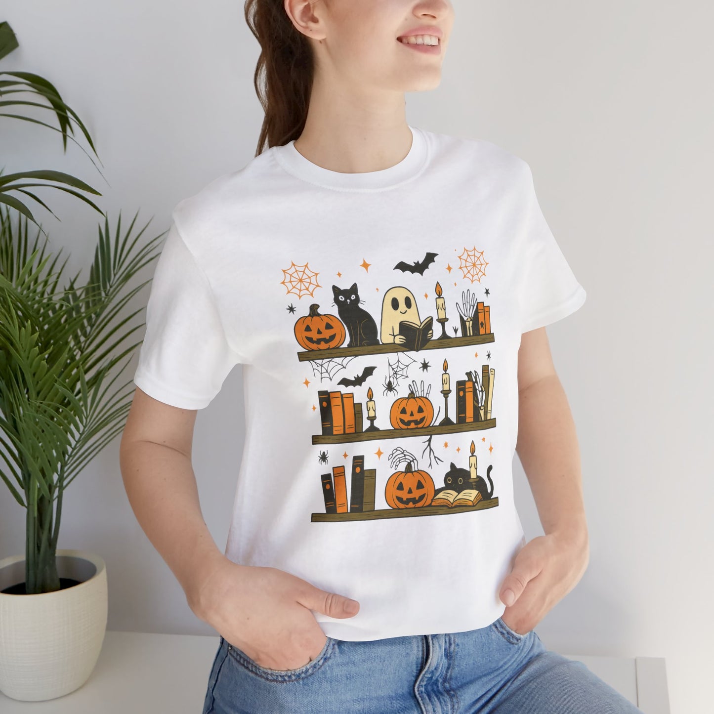 Halloween Boo Crew  T-Shirt, Cute Cat and Ghost Design