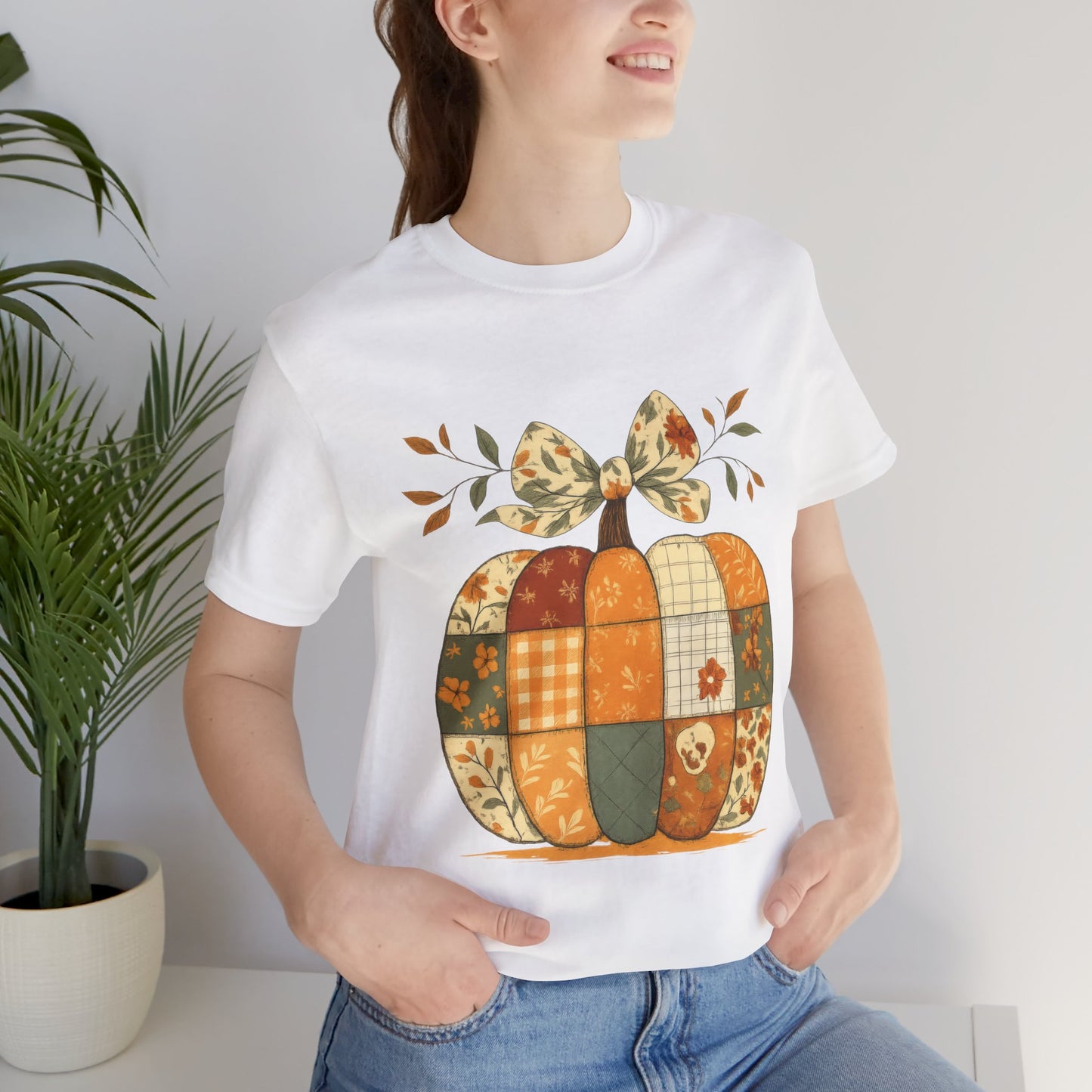 Patchwork Pumpkin Cozy Seasonal Shirt