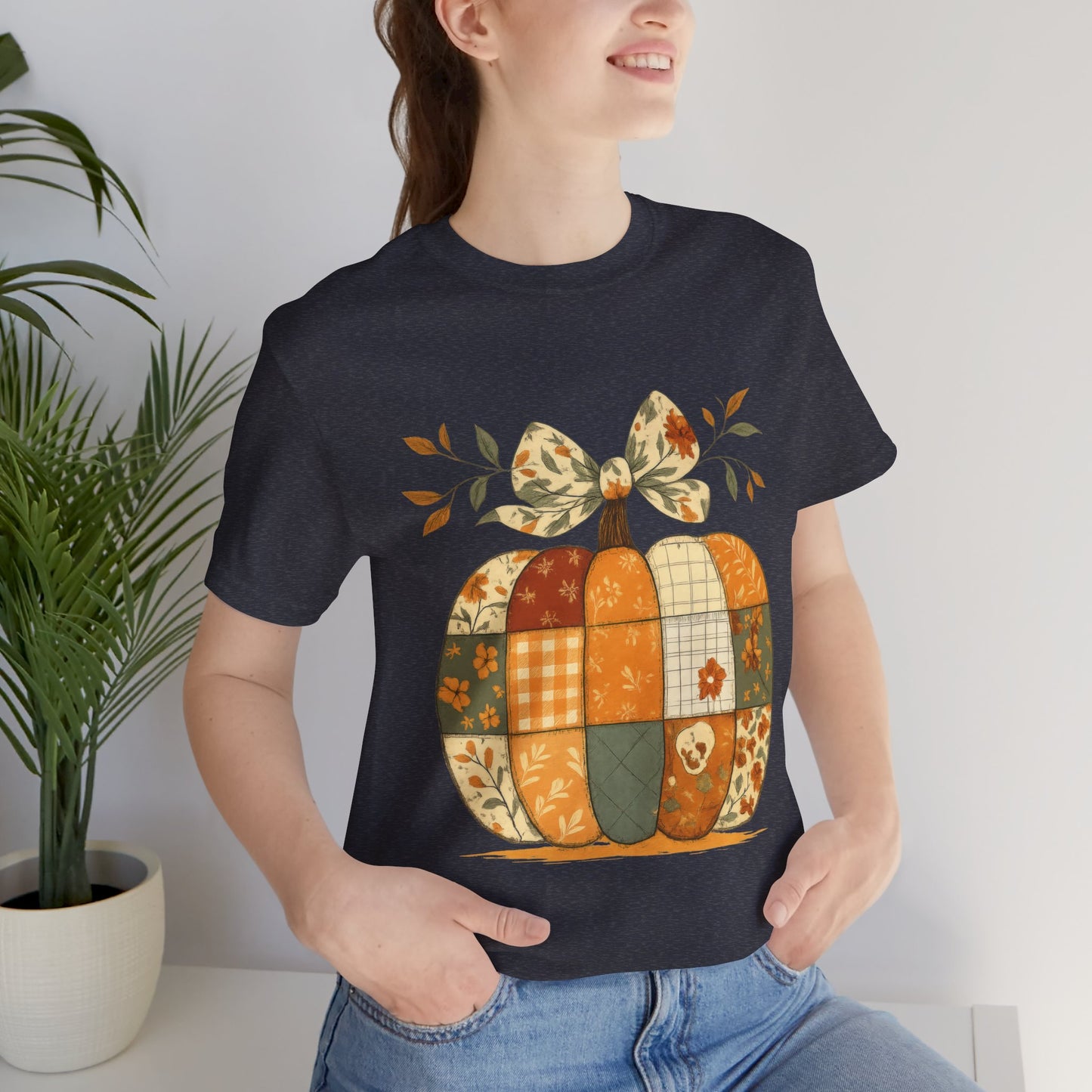 Patchwork Pumpkin Cozy Seasonal Shirt