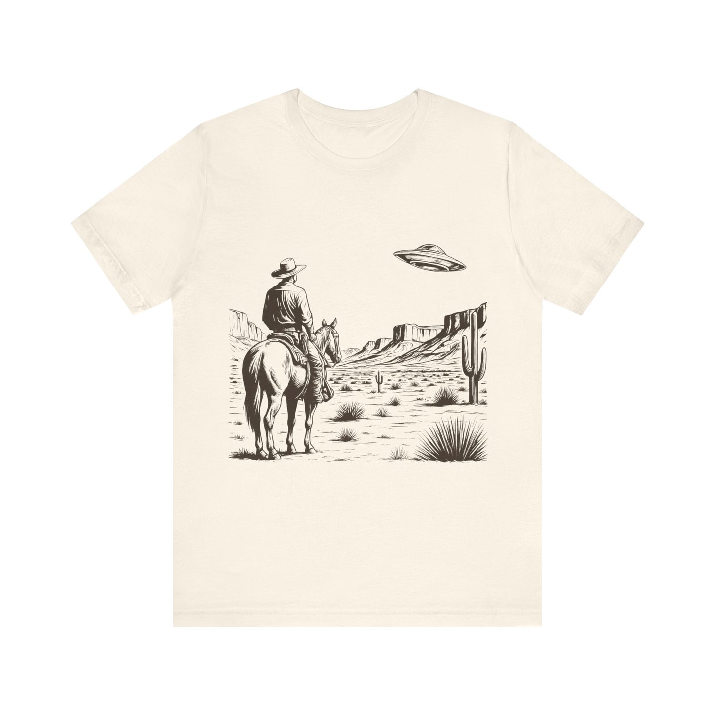 Western UFO Adventure Tee, Retro Cowboy Shirt