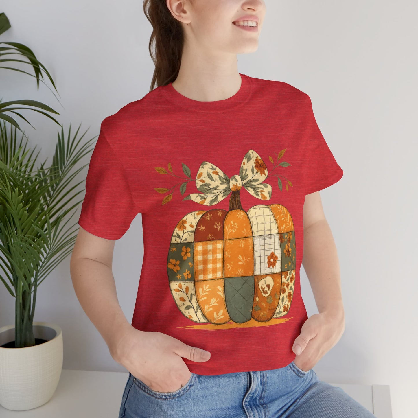 Patchwork Pumpkin Cozy Seasonal Shirt