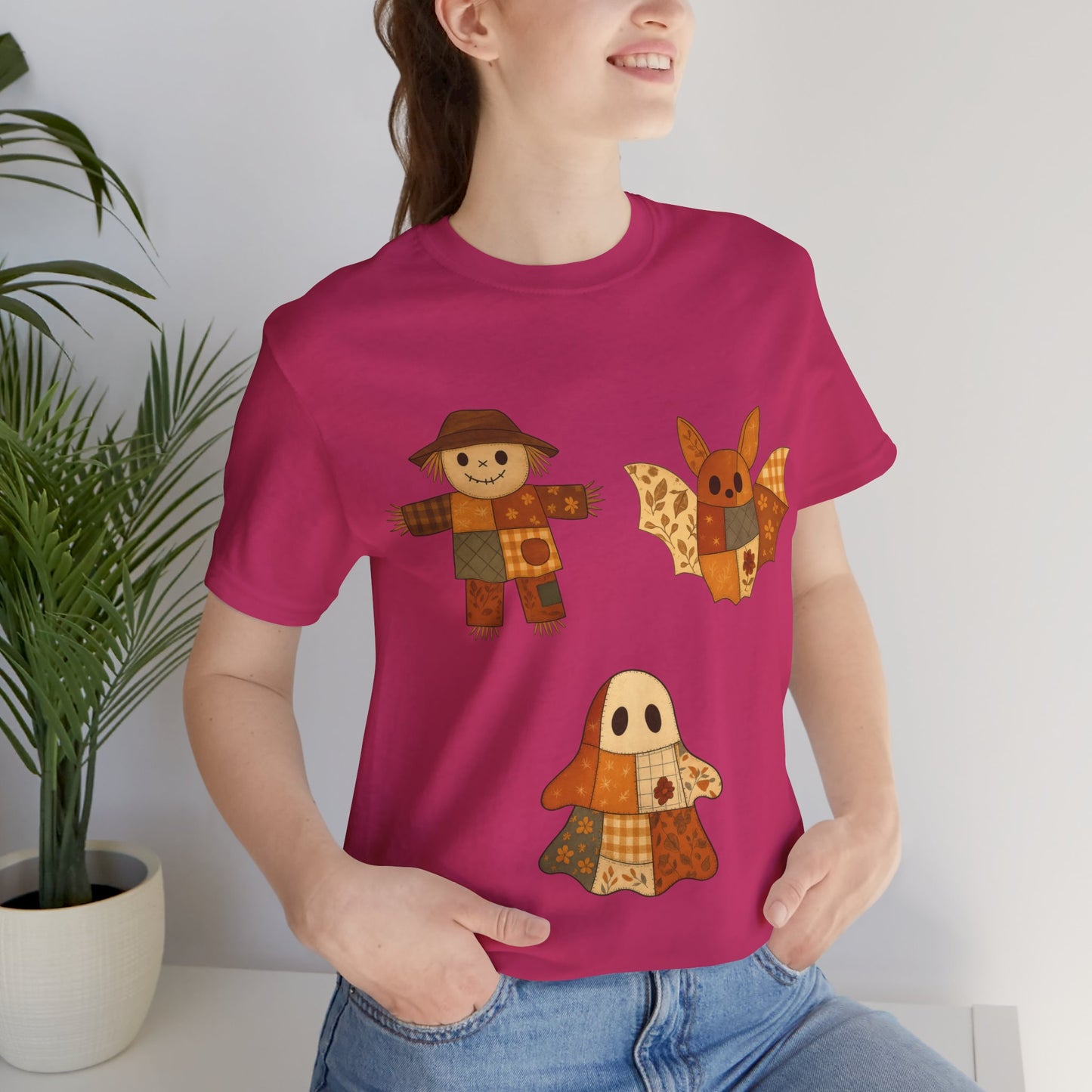Cute Halloween Scarecrow Bat Ghost Design Shirt