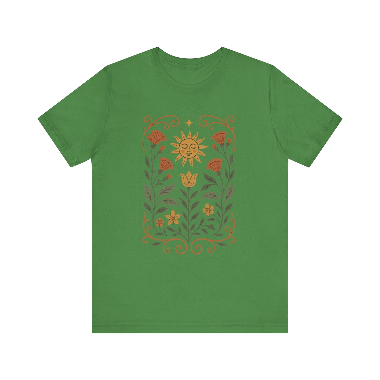 Bohemian Floral Tee,  Sun & Flower Design, Meditation  Shirt