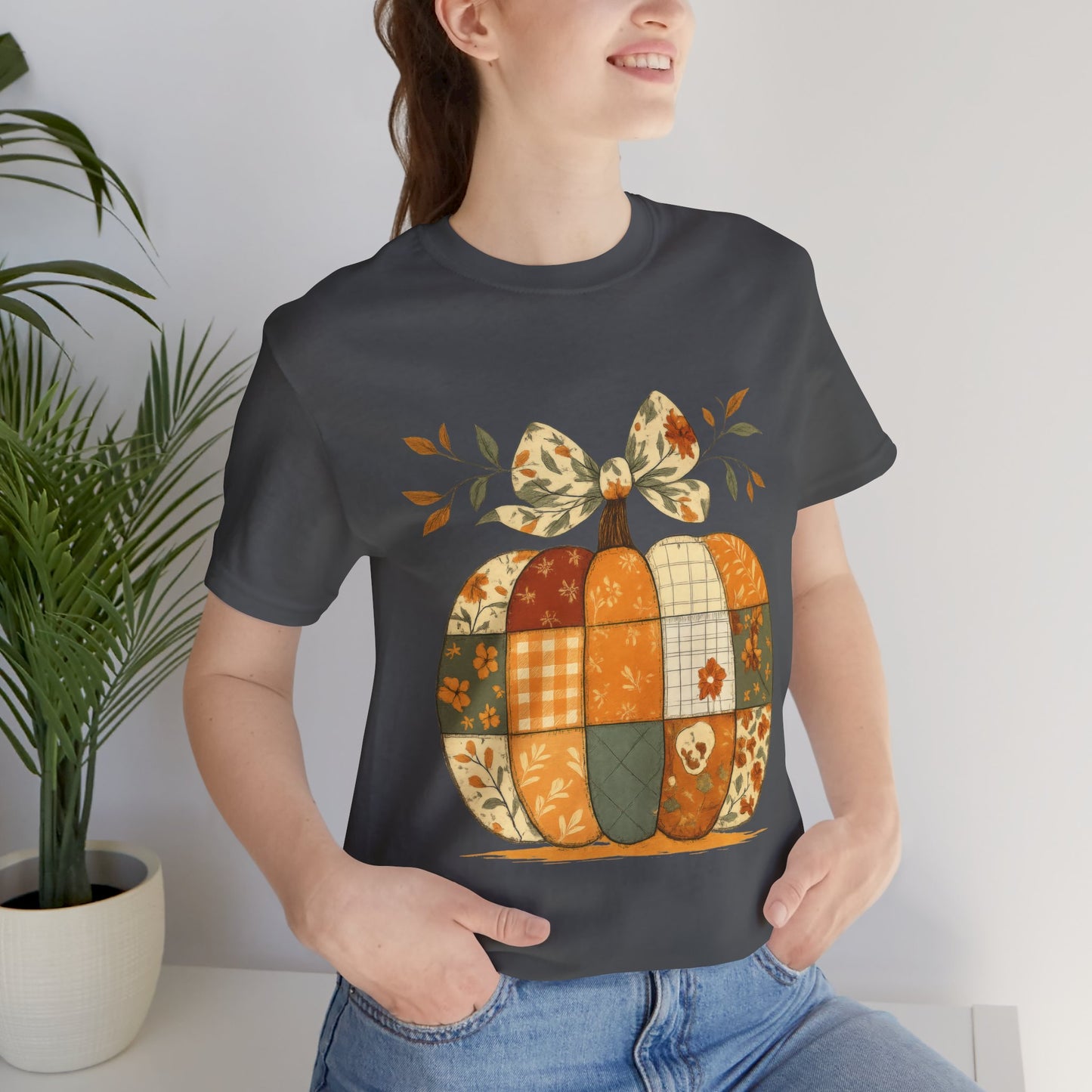 Patchwork Pumpkin Cozy Seasonal Shirt