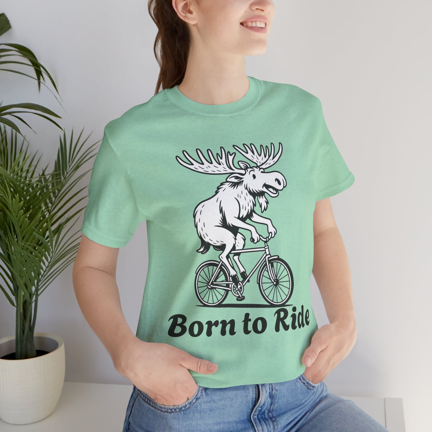 Born to Ride Moose Tee, Fun Cycling Shirt