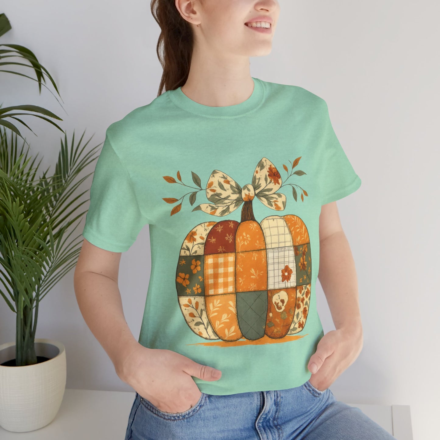 Patchwork Pumpkin Cozy Seasonal Shirt
