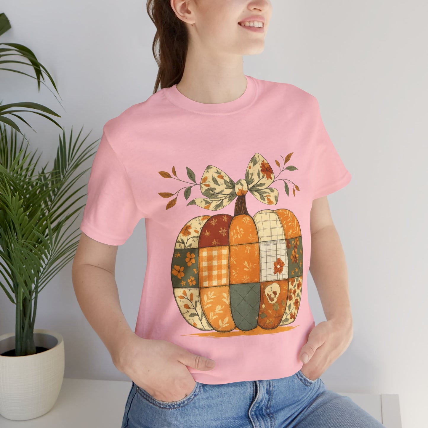 Patchwork Pumpkin Cozy Seasonal Shirt