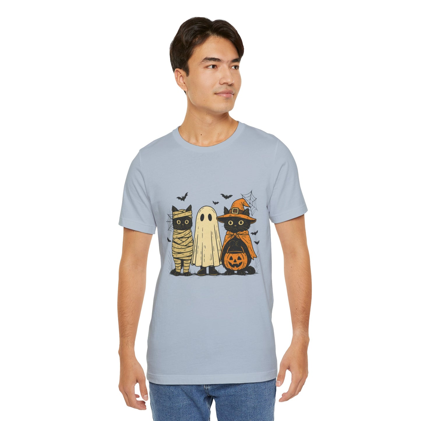 Halloween Cat Ghost  Tee, Spooky Trick or Treat  Shirt