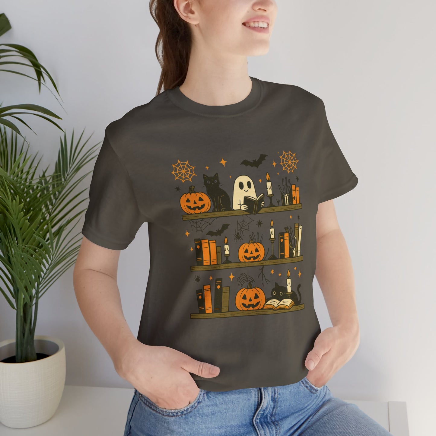 Halloween Boo Crew  T-Shirt, Cute Cat and Ghost Design