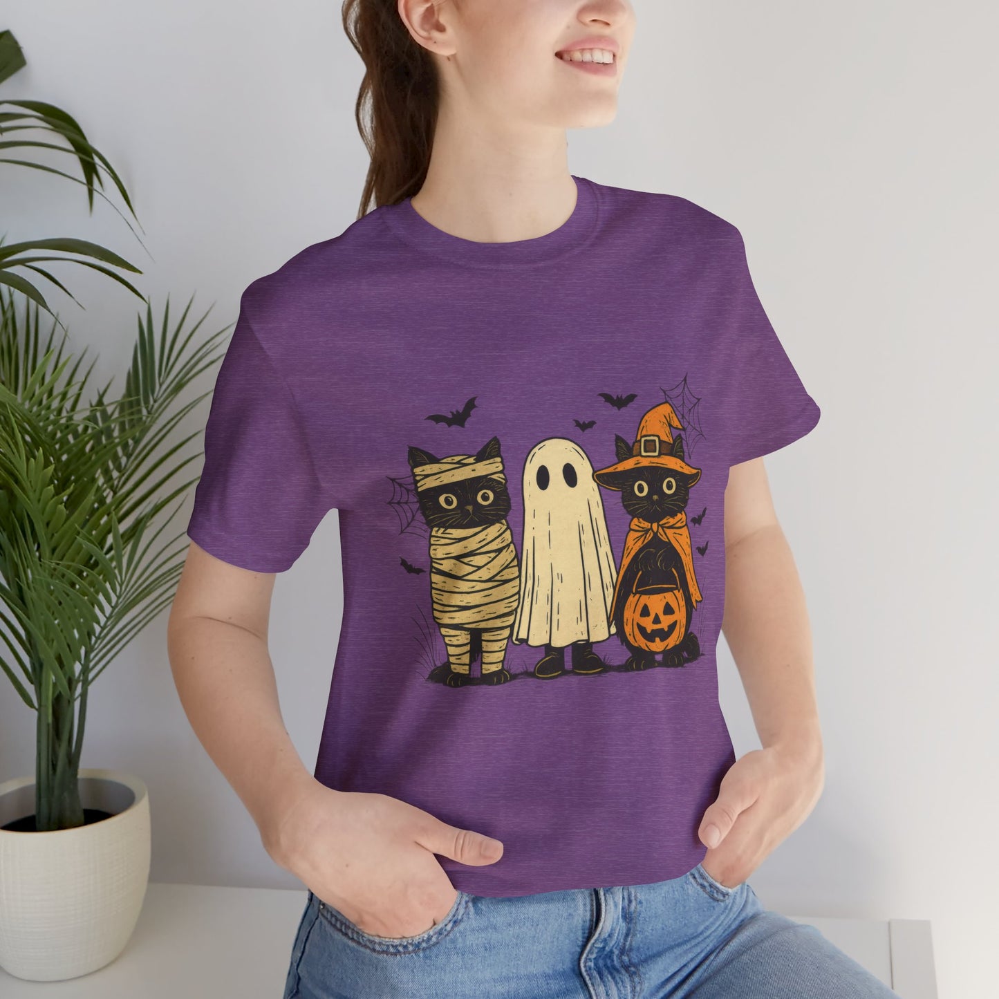 Halloween Cat Ghost  Tee, Spooky Trick or Treat  Shirt