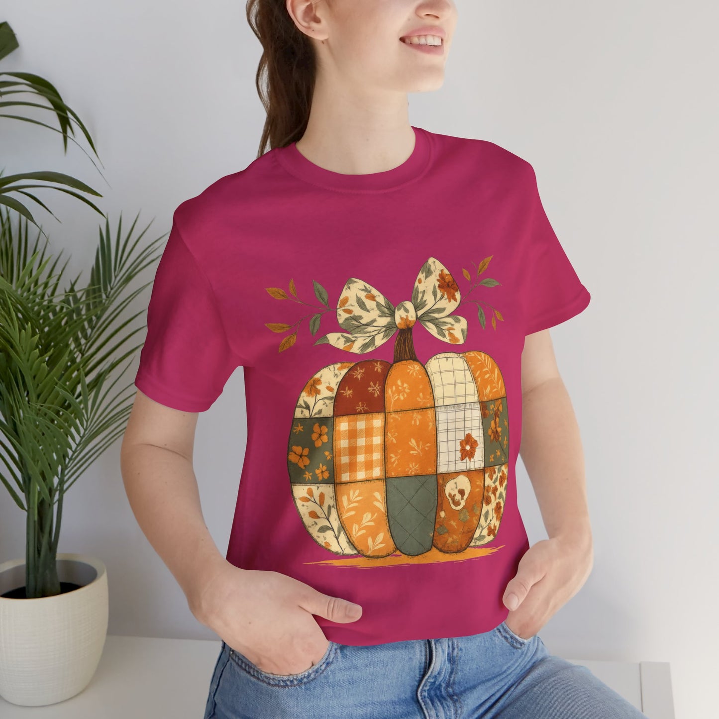 Patchwork Pumpkin Cozy Seasonal Shirt