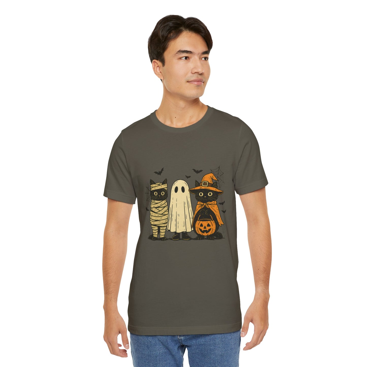 Halloween Cat Ghost  Tee, Spooky Trick or Treat  Shirt