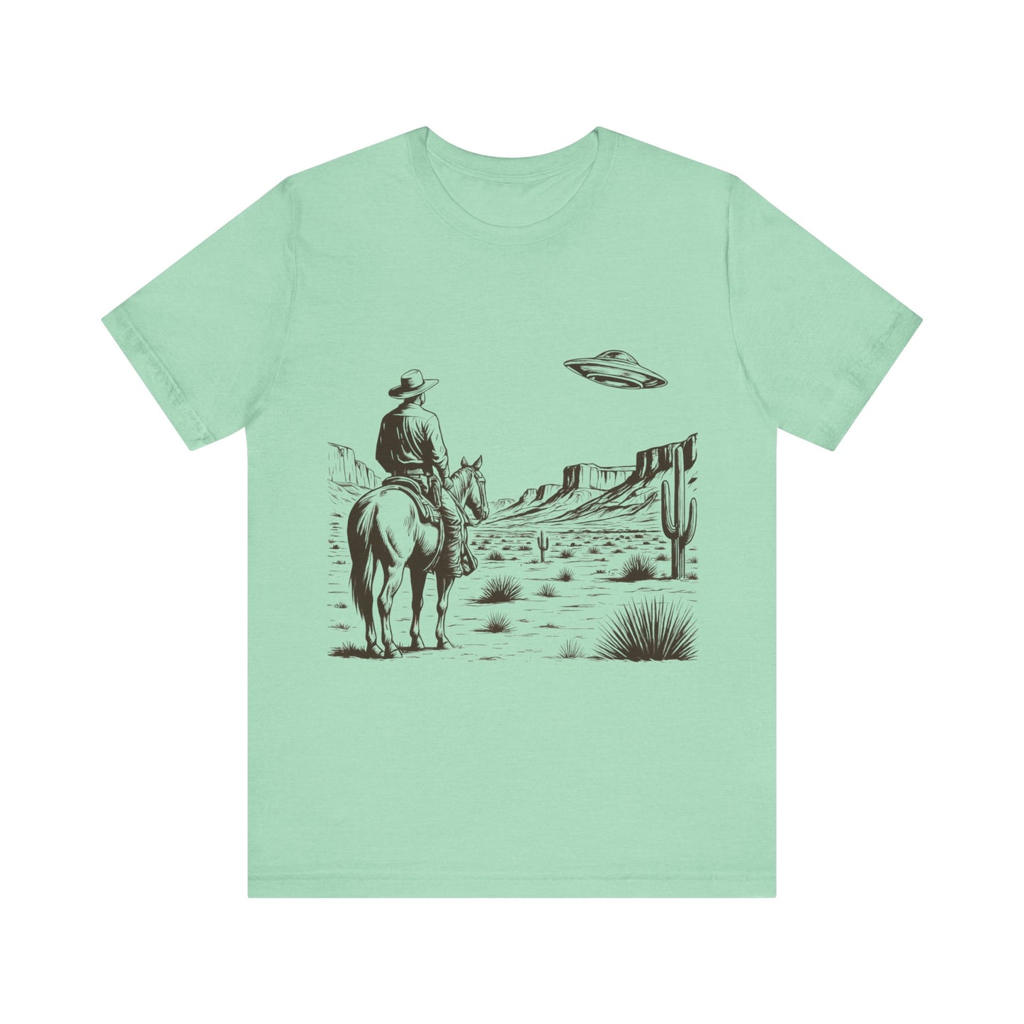 Western UFO Adventure Tee, Retro Cowboy Shirt
