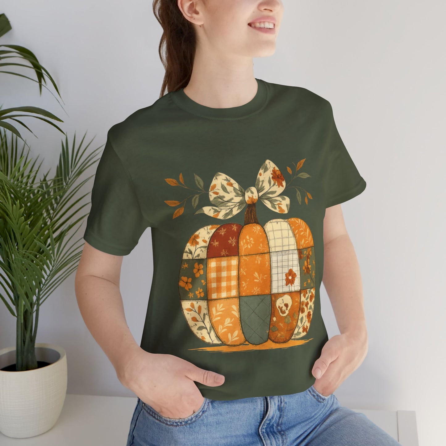 Patchwork Pumpkin Cozy Seasonal Shirt