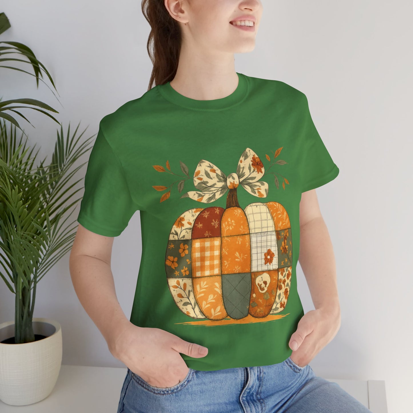 Patchwork Pumpkin Cozy Seasonal Shirt