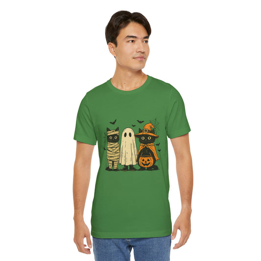 Halloween Cat Ghost  Tee, Spooky Trick or Treat  Shirt
