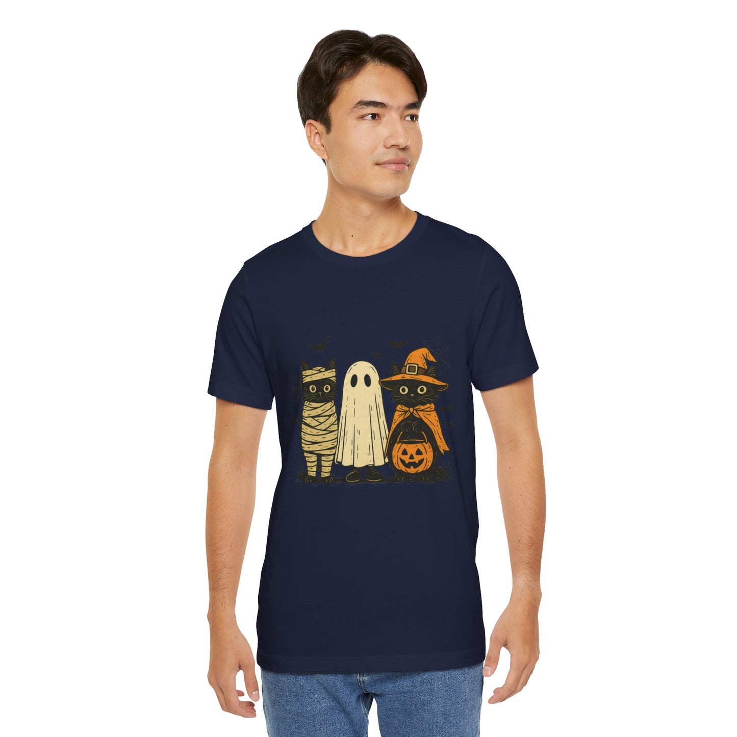 Halloween Cat Ghost  Tee, Spooky Trick or Treat  Shirt