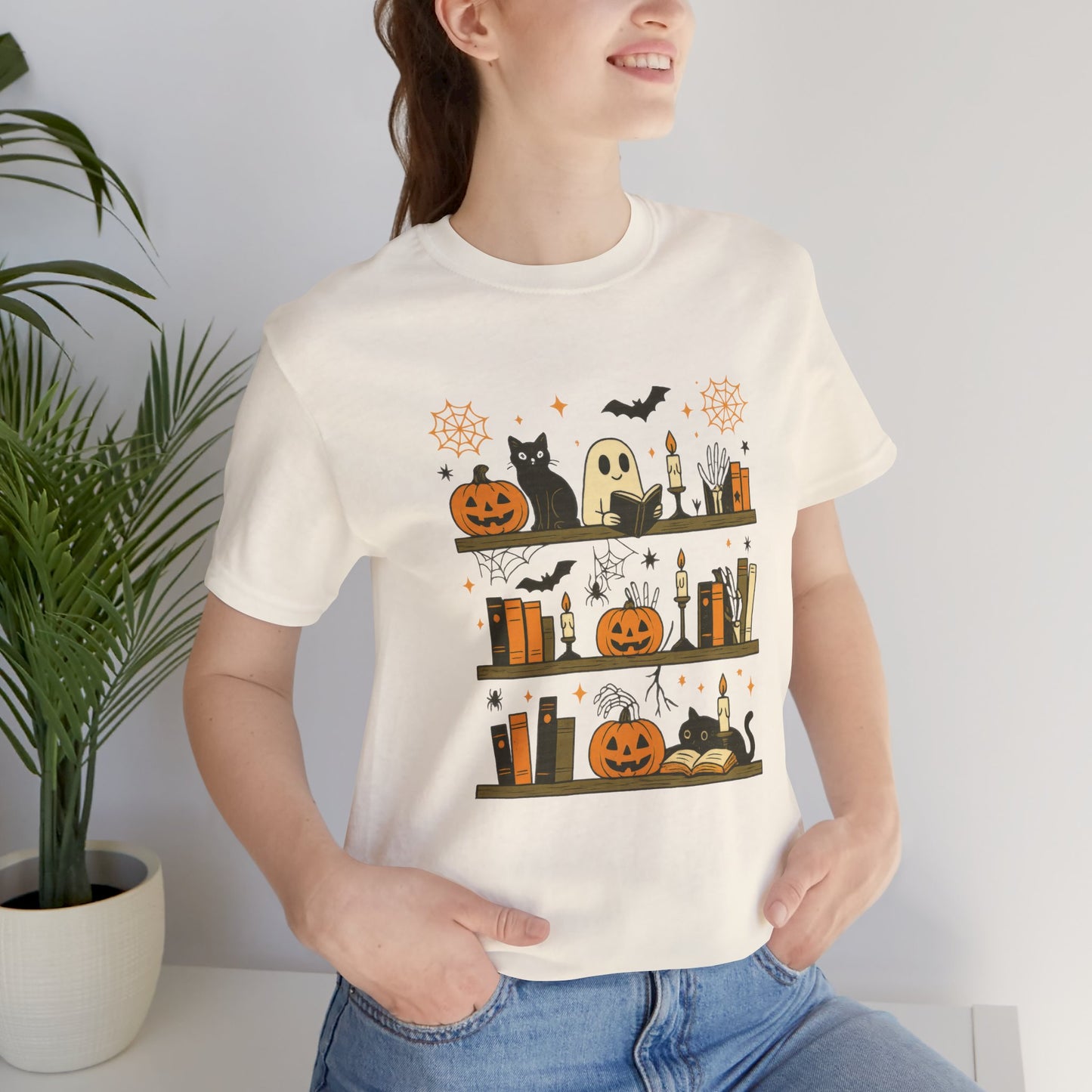 Halloween Boo Crew  T-Shirt, Cute Cat and Ghost Design
