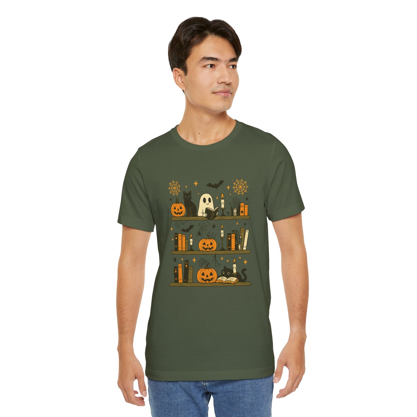 Halloween Boo Crew  T-Shirt, Cute Cat and Ghost Design