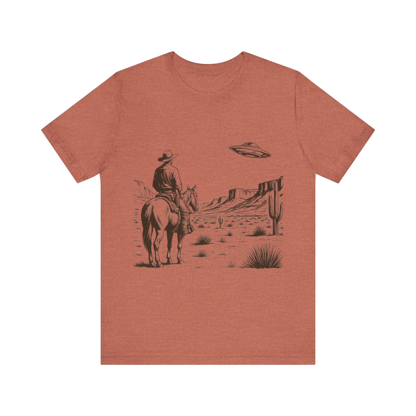 Western UFO Adventure Tee, Retro Cowboy Shirt