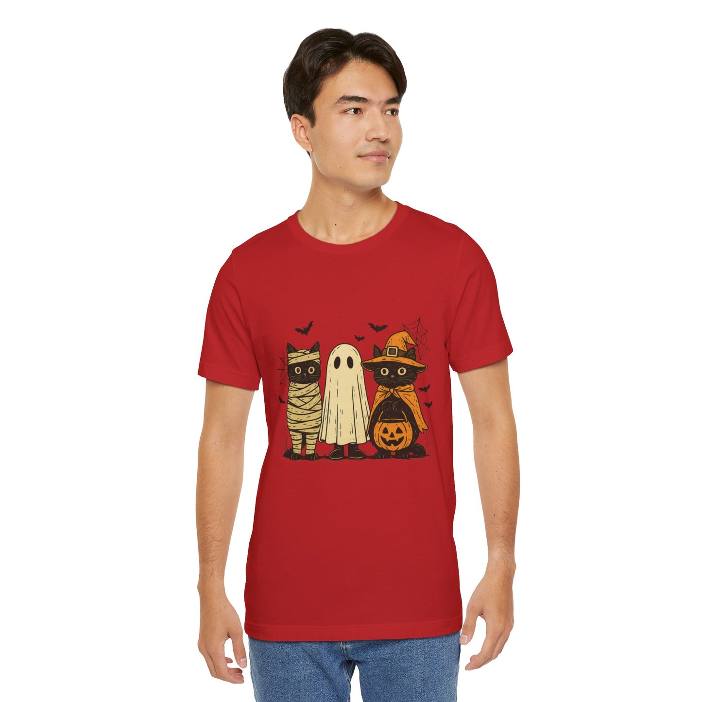 Halloween Cat Ghost  Tee, Spooky Trick or Treat  Shirt