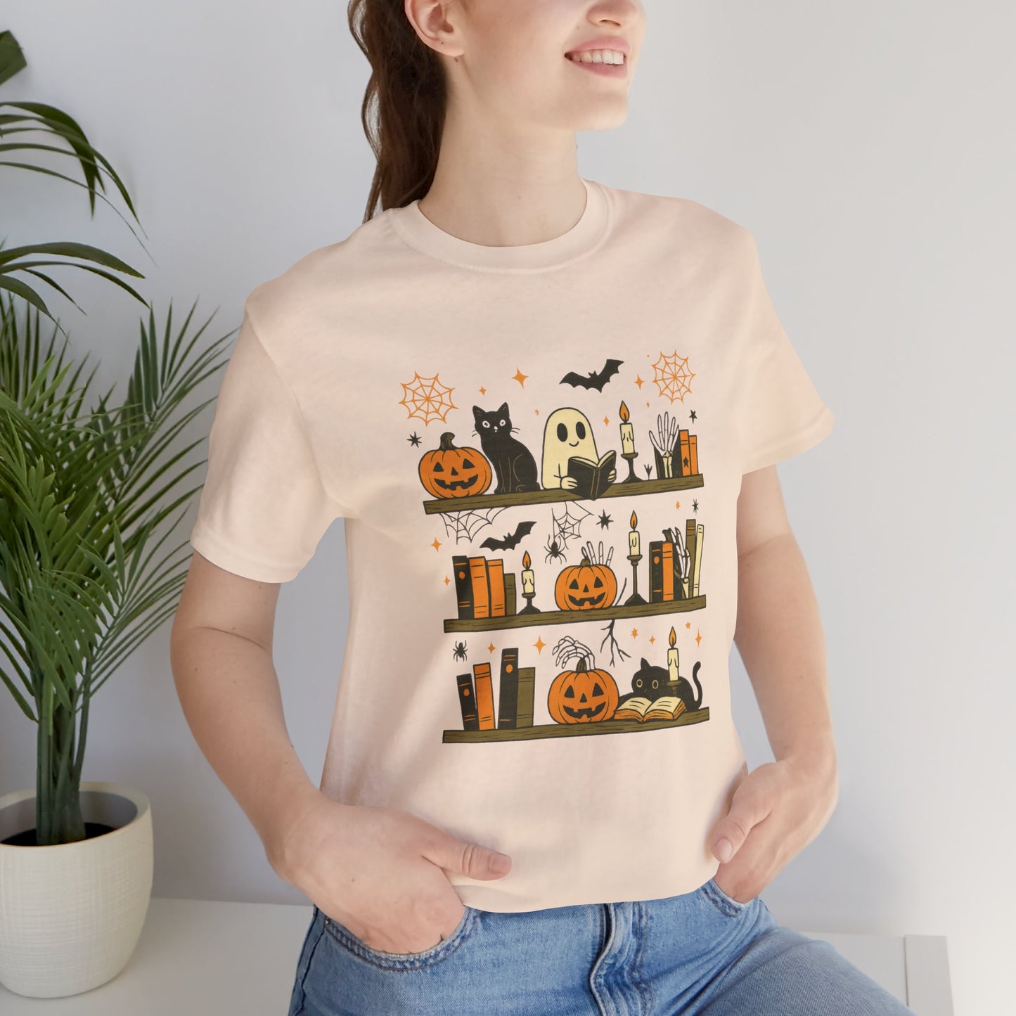 Halloween Boo Crew  T-Shirt, Cute Cat and Ghost Design