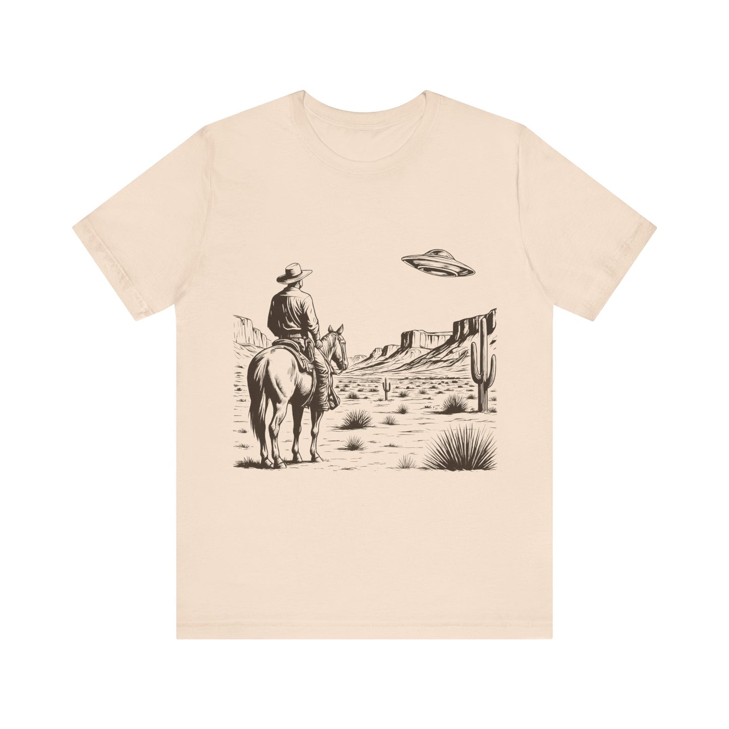 Western UFO Adventure Tee, Retro Cowboy Shirt