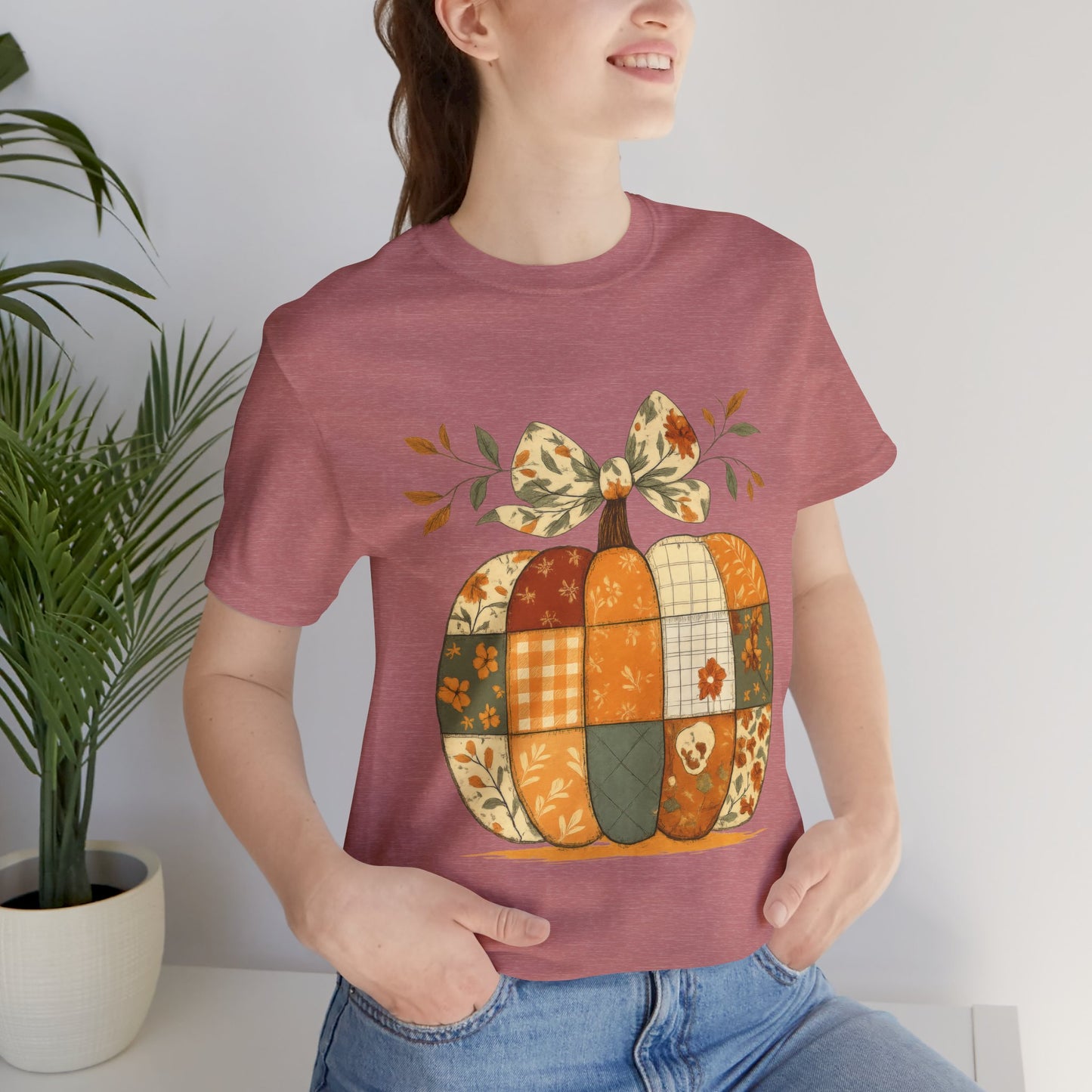Patchwork Pumpkin Cozy Seasonal Shirt