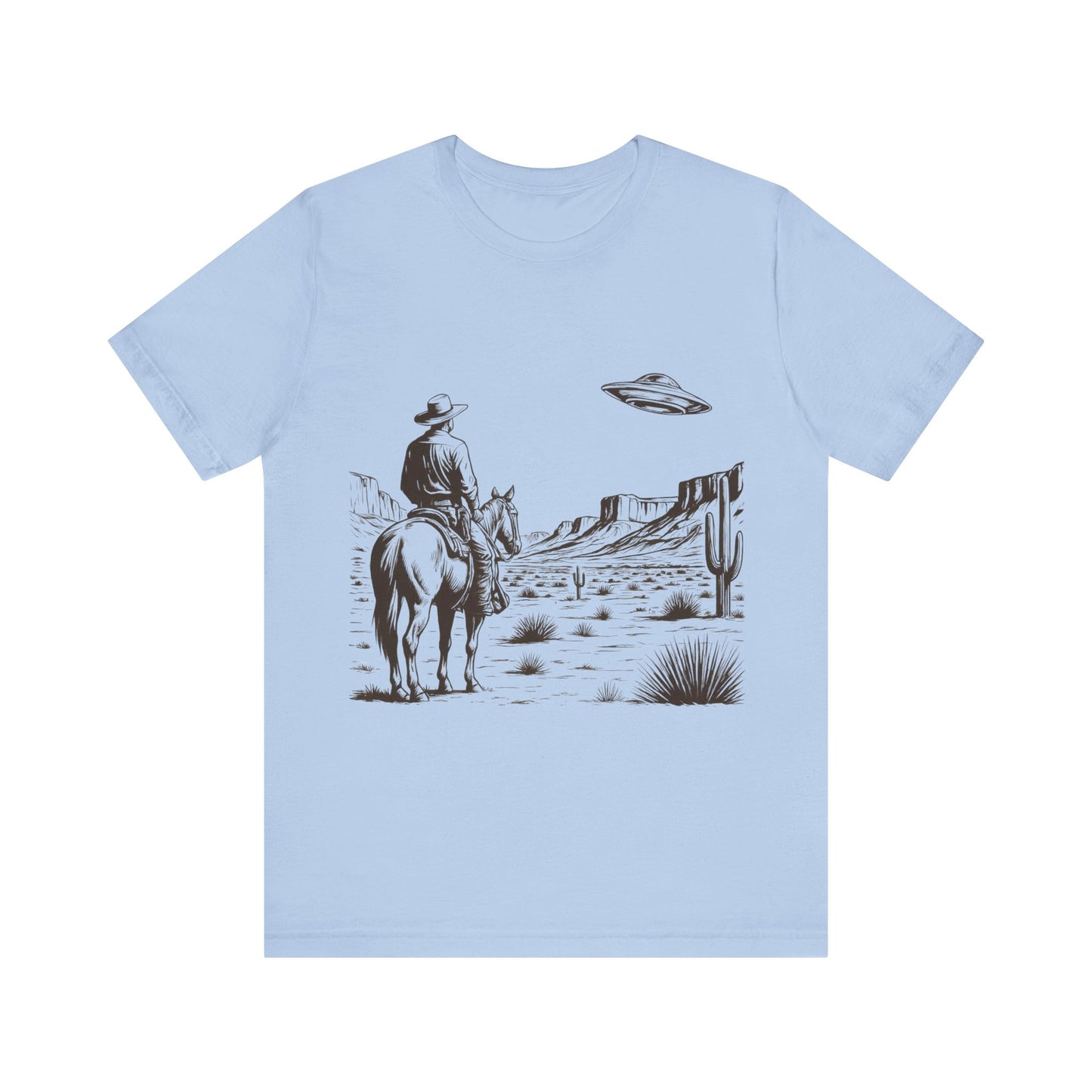 Western UFO Adventure Tee, Retro Cowboy Shirt