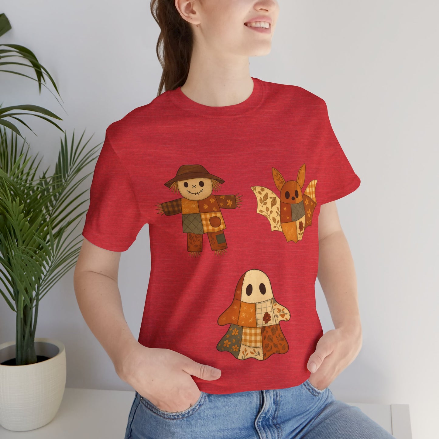 Cute Halloween Scarecrow Bat Ghost Design Shirt