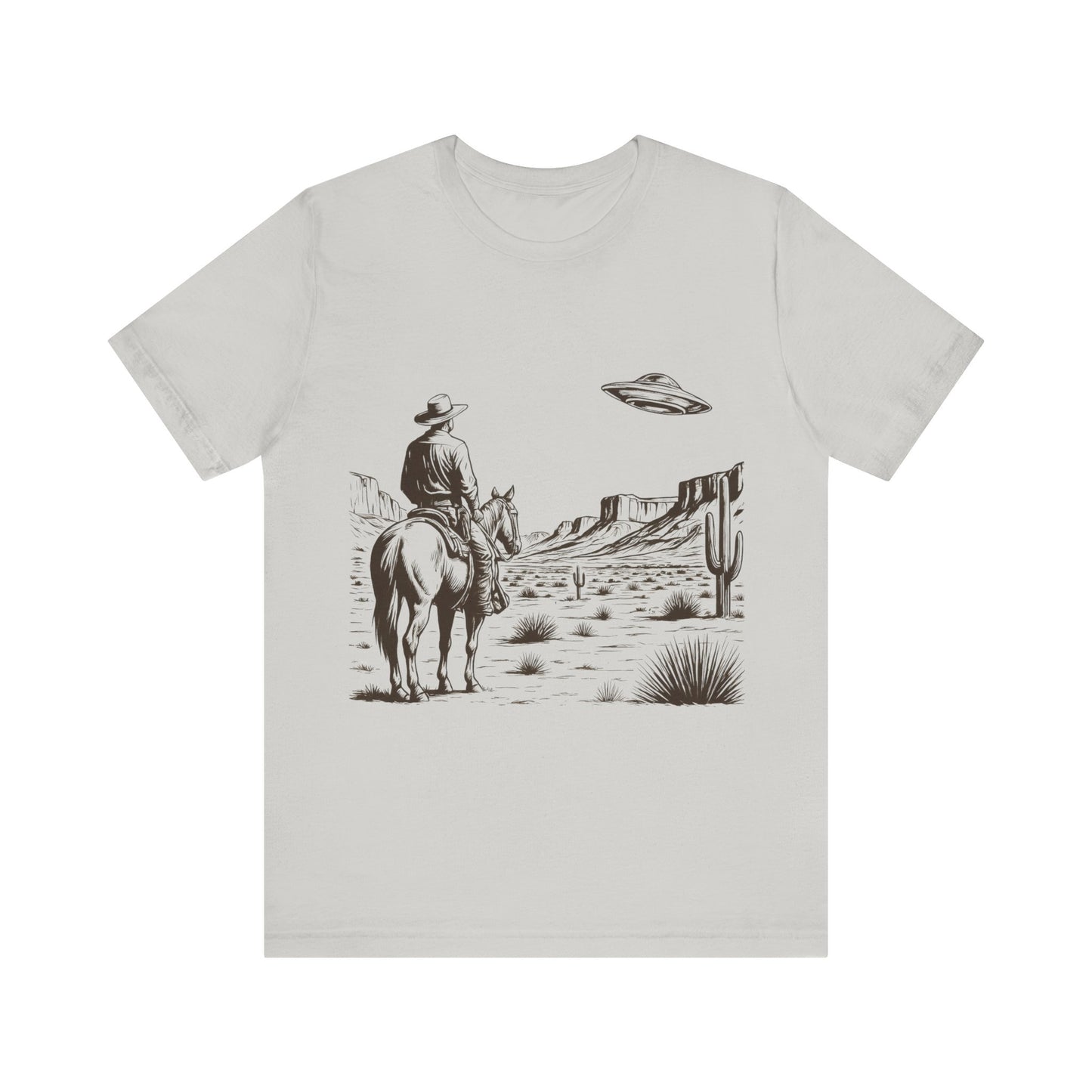 Western UFO Adventure Tee, Retro Cowboy Shirt